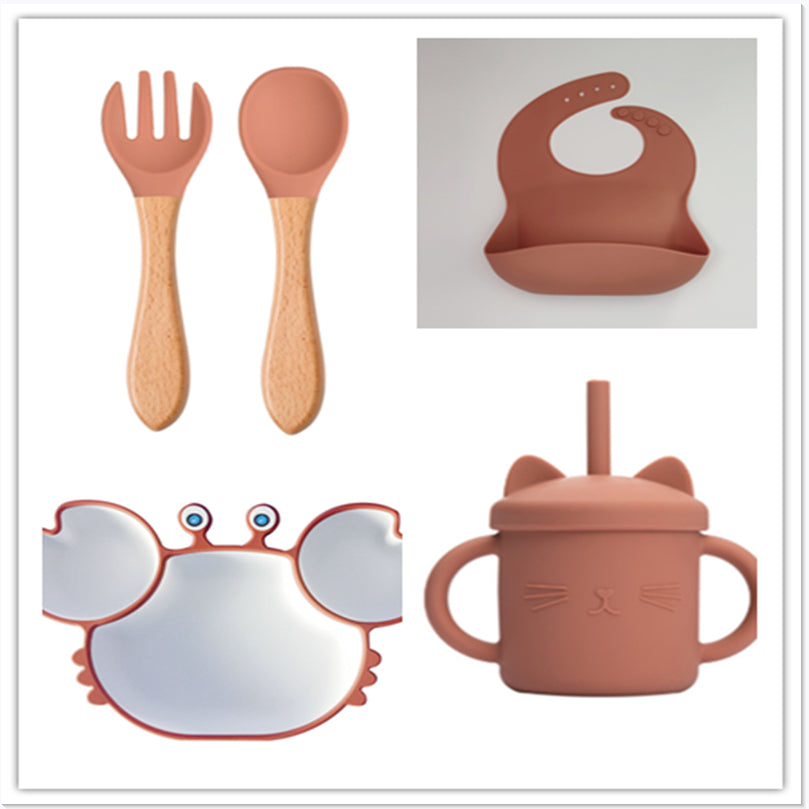 Silicone Non Slip Baby Feeding Bowl Plate Set