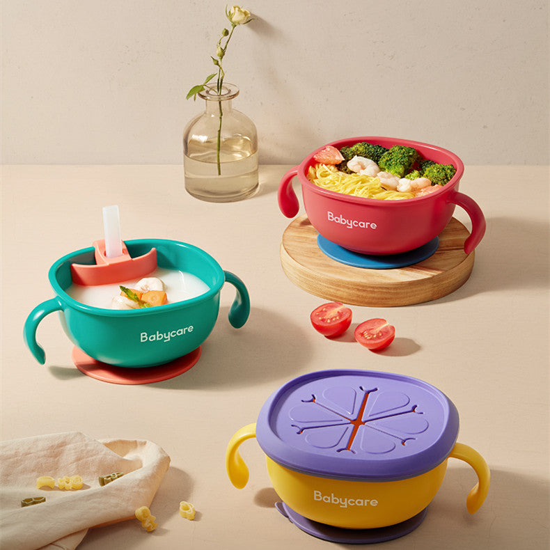 3 In 1 Baby Feeding Bowl With Straw Suction Handle