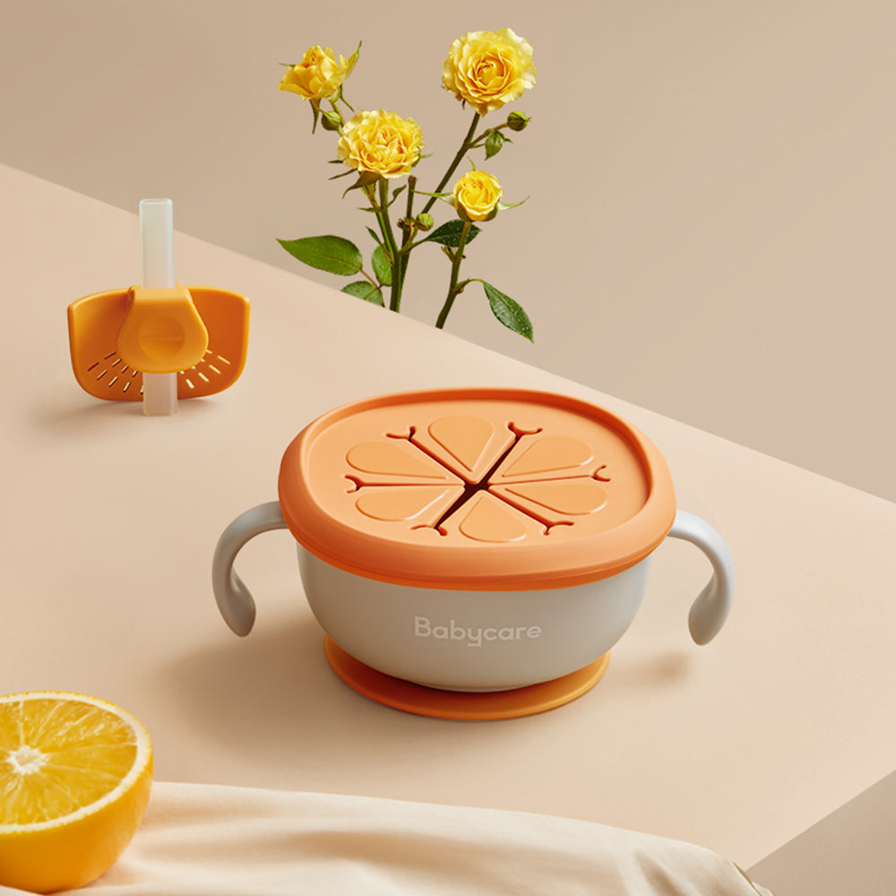 3 In 1 Baby Feeding Bowl With Straw Suction Handle