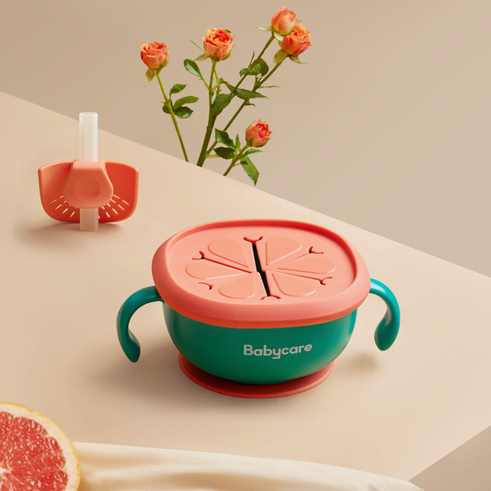 3 In 1 Baby Feeding Bowl With Straw Suction Handle