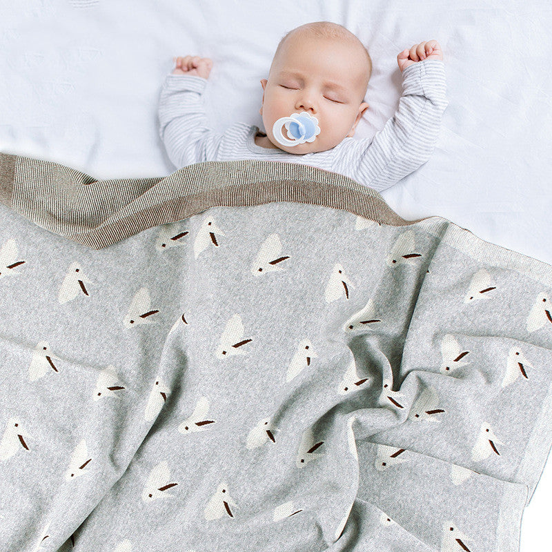 Knitted Bunny Baby Blanket Windproof Cover Wrap