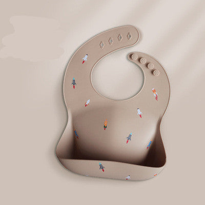 Waterproof Silicone Baby Feeding Bib With Pocket