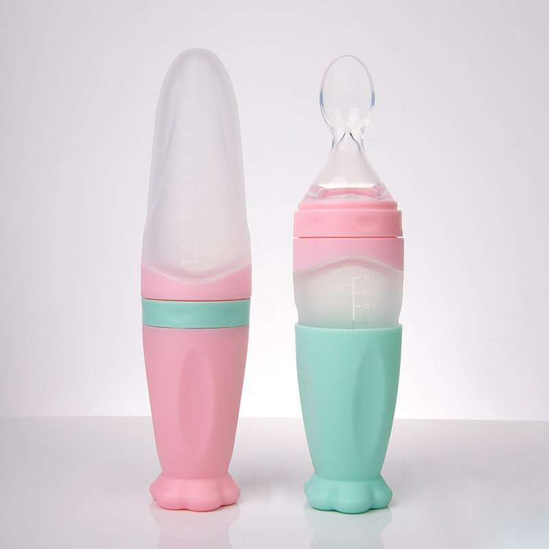 Silicone Baby Rice Cereal Feeding Bottle Spoon Dispenser