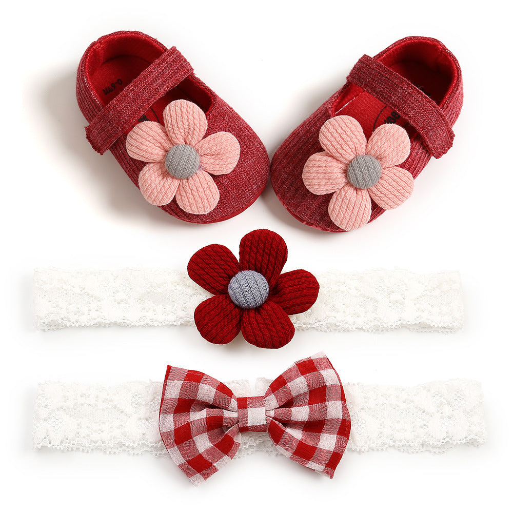 Baby Headband And Toddler Shoes Set