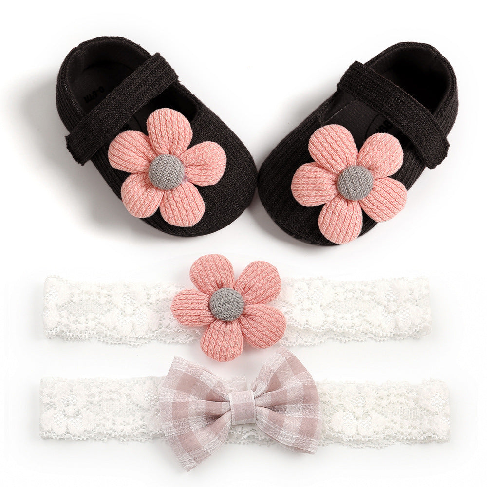 Baby Headband And Toddler Shoes Set