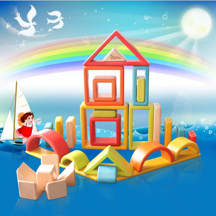 Rainbow Building Blocks Baby Educational Creative Toy