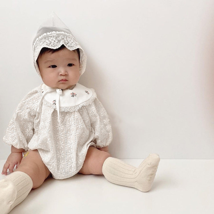 Embroidered Long Sleeve Baby Romper Jumpsuit Set