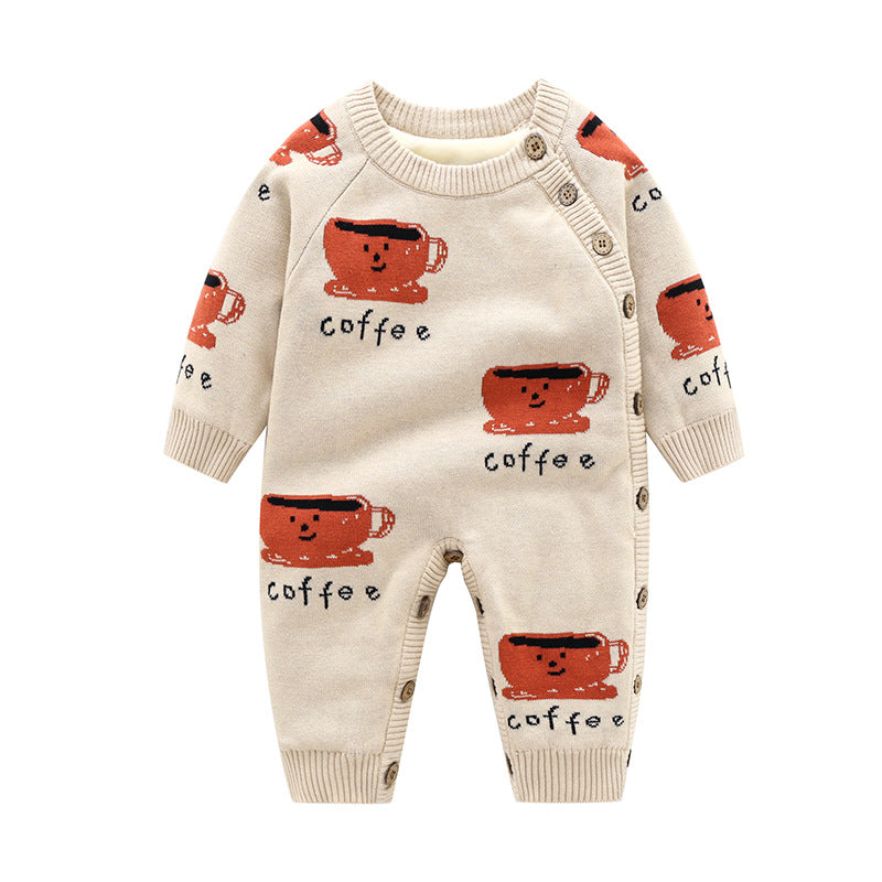 Thick Newborn Baby Crawling Clothes With Safety Harness