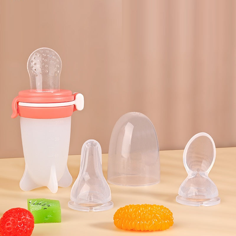 Silicone Baby Squeeze Feeding Bottle Bowl Solid Food Tool