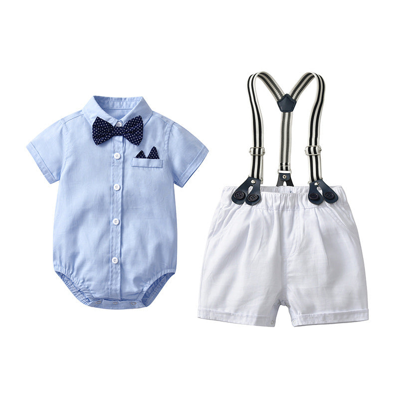 Baby Boy Gentleman Romper Shorts Short Sleeve Outfit