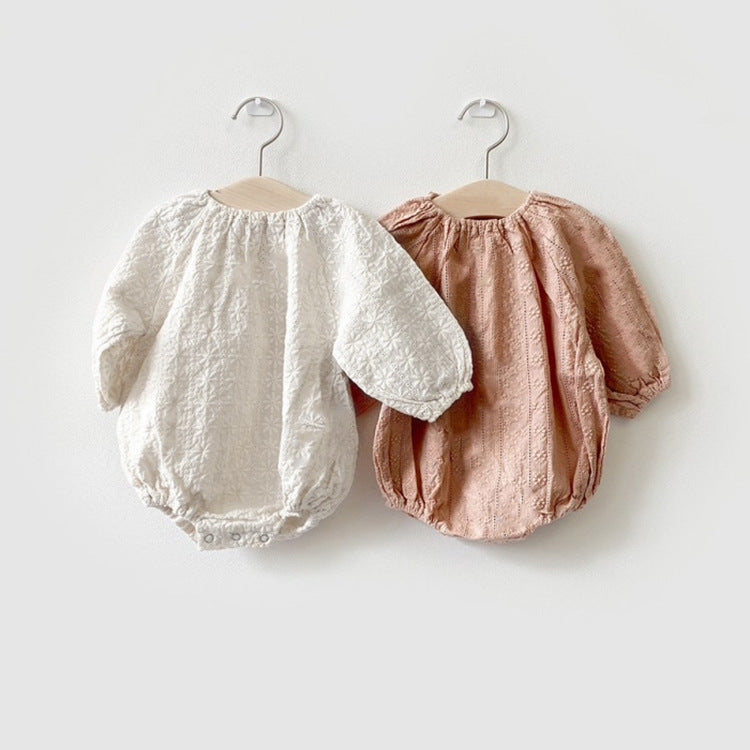 Embroidered Long Sleeve Baby Romper Jumpsuit Set
