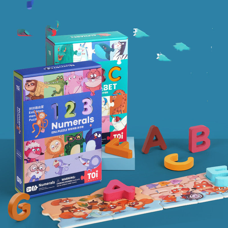Wooden Numbers And Letters Baby Educational Puzzle Toys