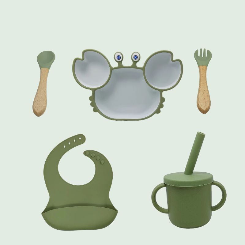 Silicone Non Slip Baby Feeding Bowl Plate Set