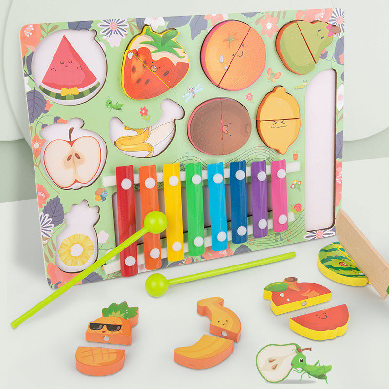 DIY Wooden Baby Busy Board Fruit Educational Toy