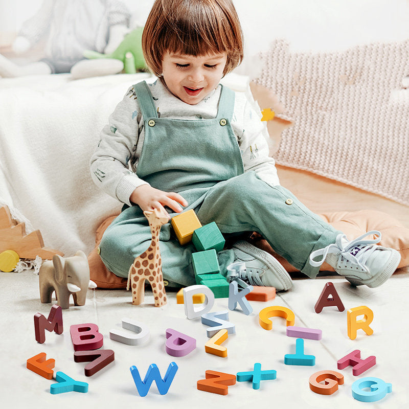 Wooden Numbers And Letters Baby Educational Puzzle Toys