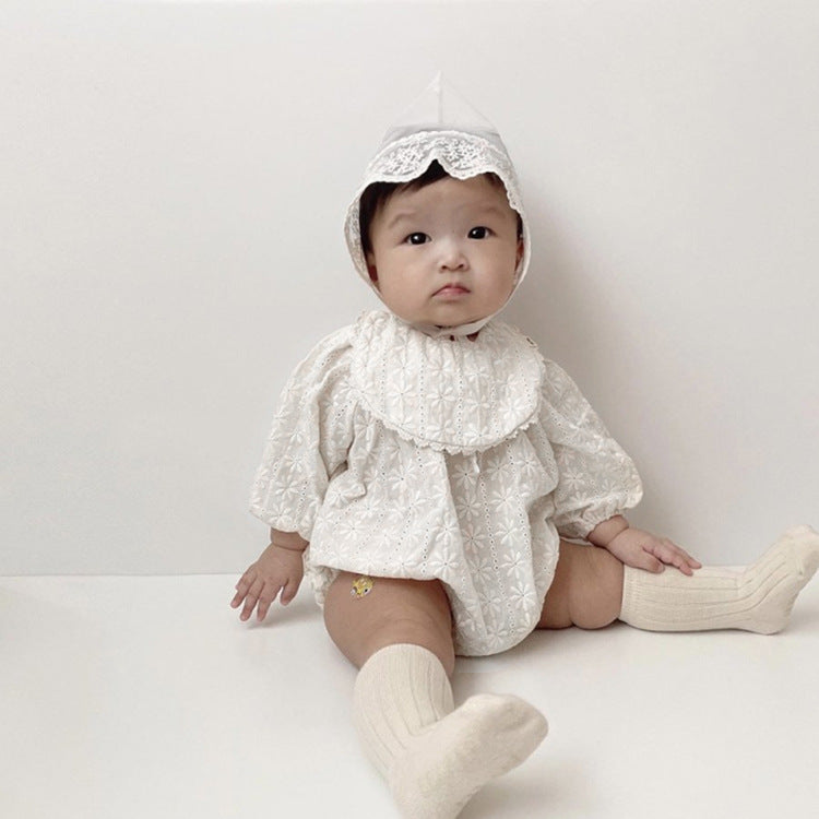 Embroidered Long Sleeve Baby Romper Jumpsuit Set